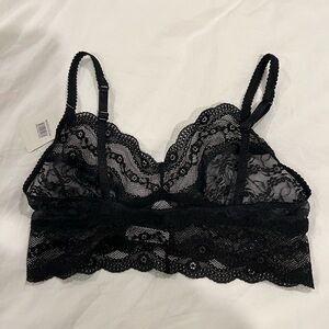 Lace Triangle Bralette - Black